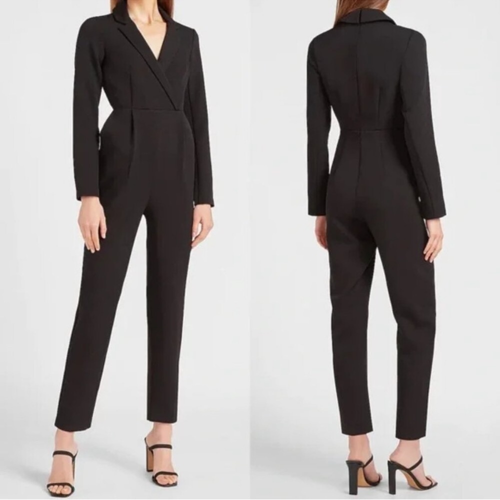 Express Long Sleeve Wrap Blazer Jumpsuit